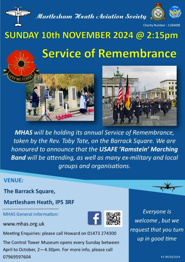 MHAS Poster 10Nov24 Remembrance Service